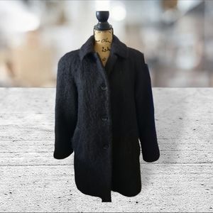 vintage black mohair wool blend coat size 8 lightweight